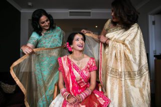 Hindu wedding bride getting ready