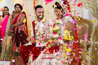Confetti during Hindu wedding