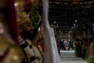 Bride walking towards mandap