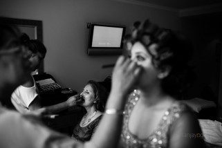 Asian Bride and Mother getting ready before wedding
