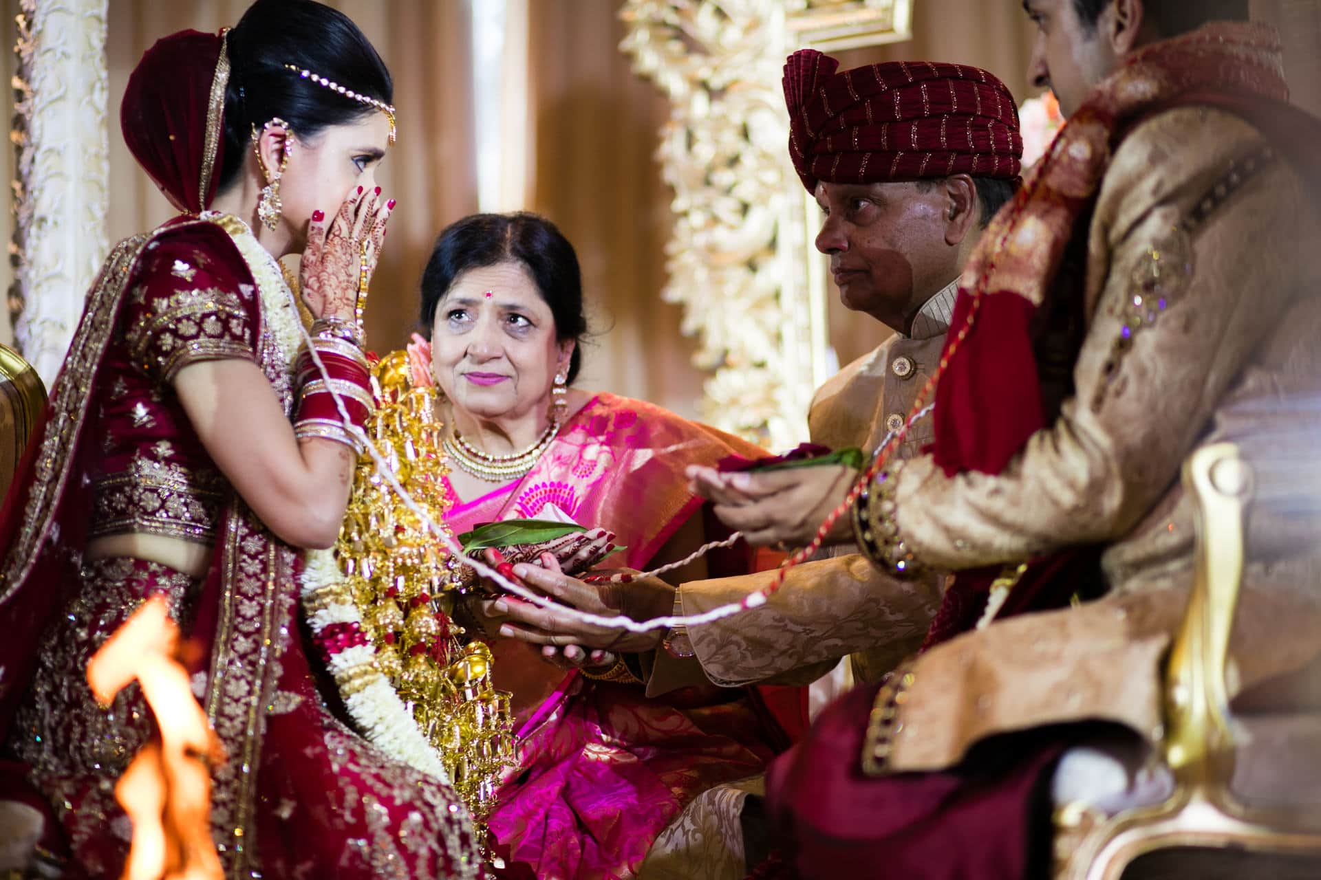 Bride wiping her tears