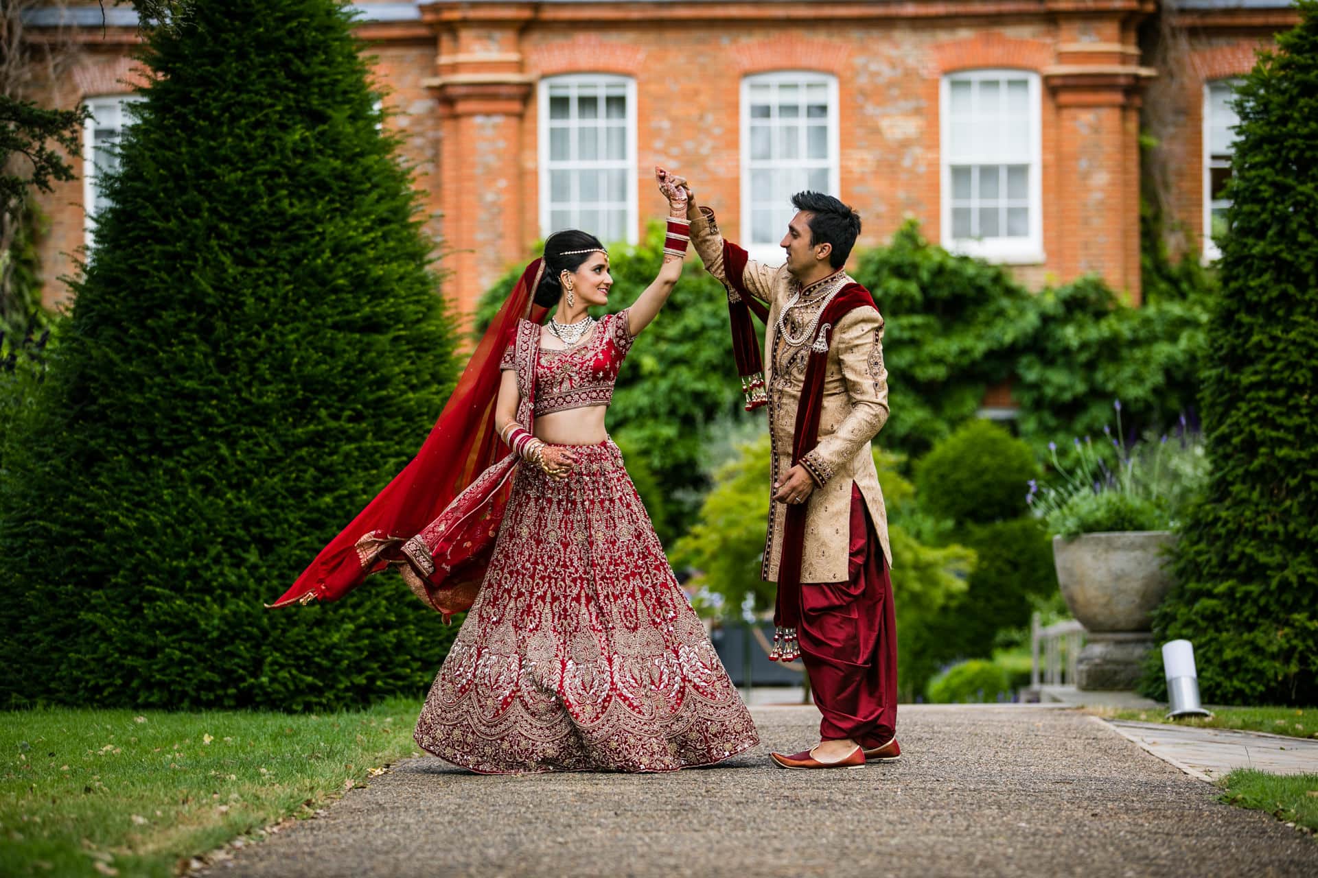 Bride and Groom Portrait at The Grove in Hertfordshire