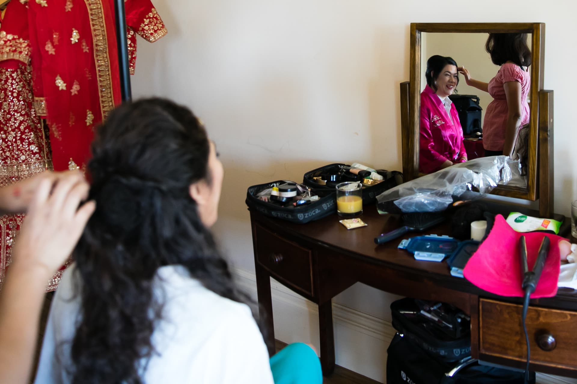 Asian wedding bride getting ready