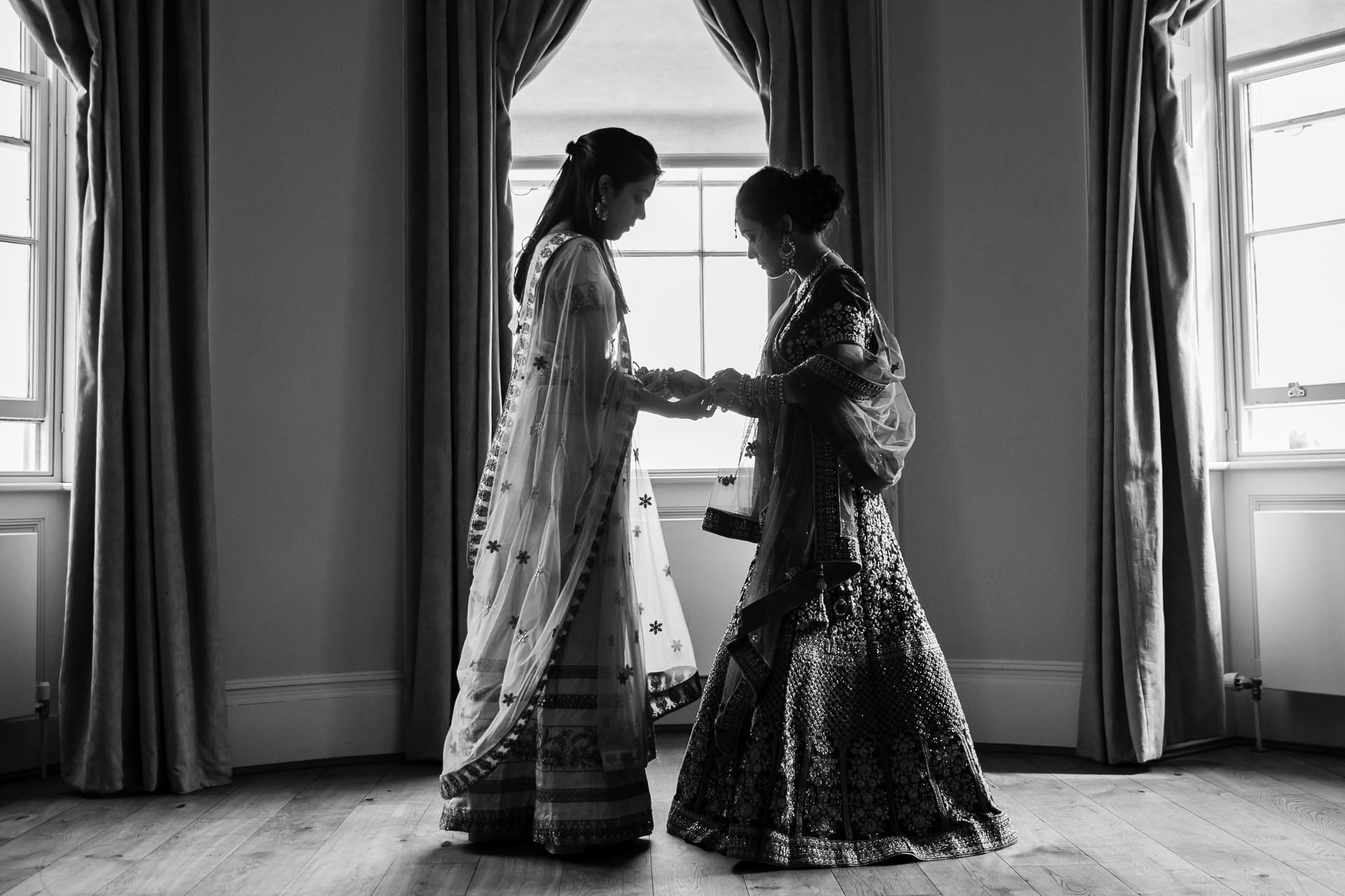 Asian wedding bride getting ready