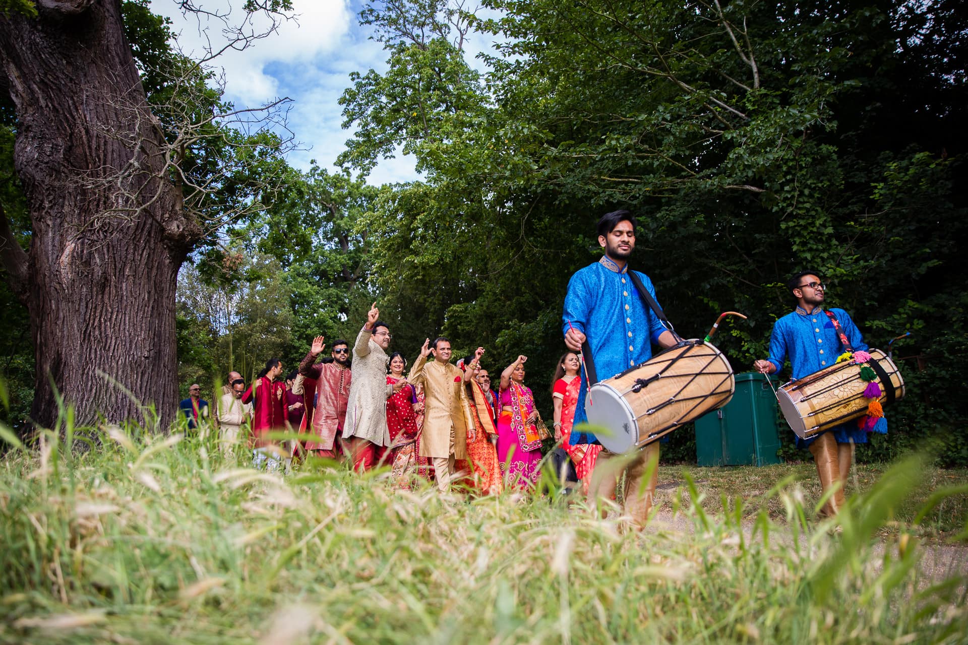 Asian wedding groom arrival at Hylands House