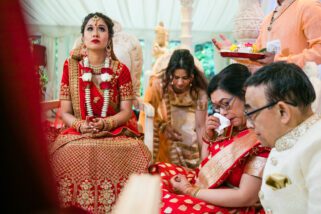 Emotional moment during the Hindu wedding ceremony