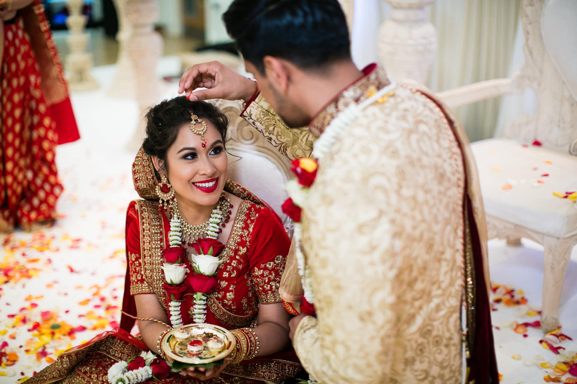 Sindoor ceremony during Hindu wedding