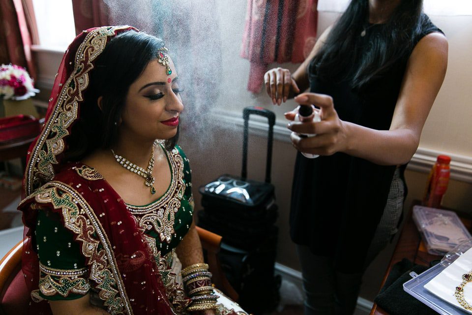 Hindu wedding bride getting ready