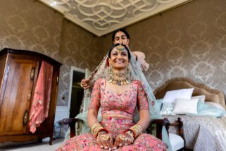 Indian bride getting ready at North Mymms
