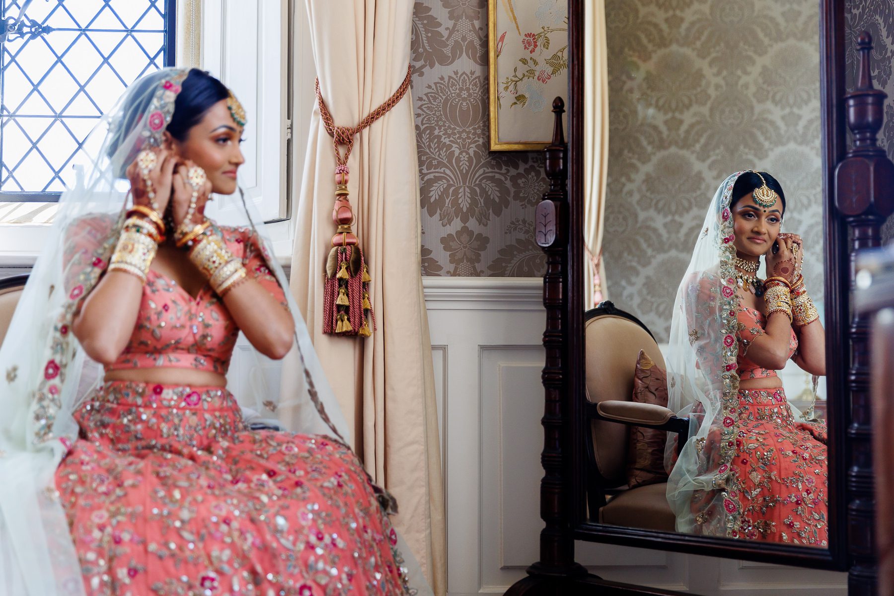 Indian bride getting ready at North Mymms
