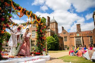 Hindu wedding couple seven steps ceremony