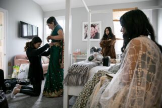 Asian bride getting ready