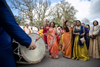 Asian groom's arrival