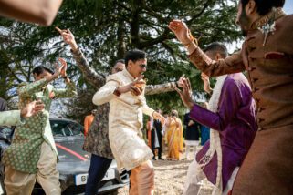 Asian groom's arrival