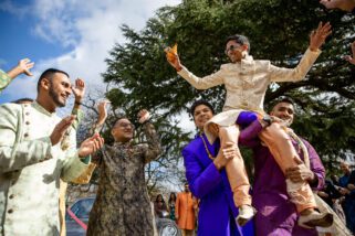 Asian groom's arrival