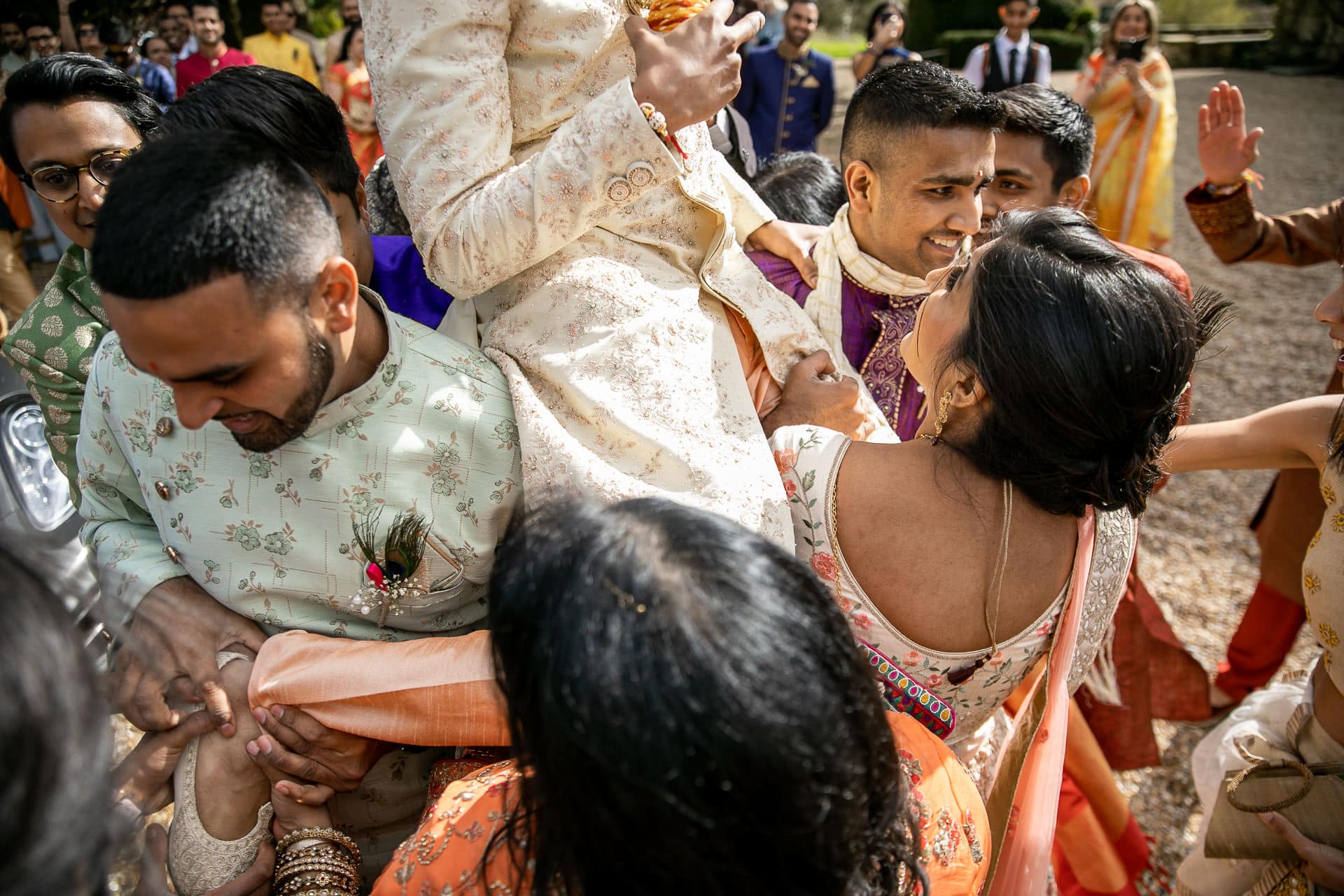 Asian groom's arrival