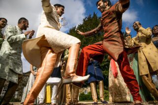 Asian groom's arrival