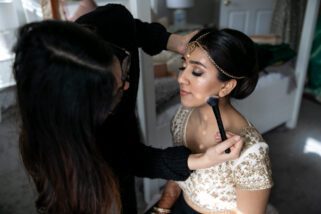 Indian bride getting ready