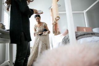 Indian bride getting ready