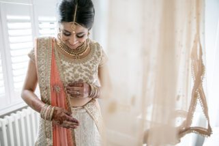 Indian bride getting ready