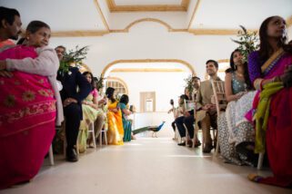 Peacock walking down the isle