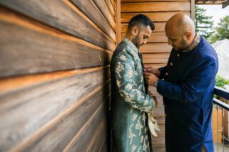 Asian Groom getting ready for Hindu wedding ceremony