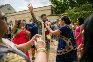 Wedding groom's arrival