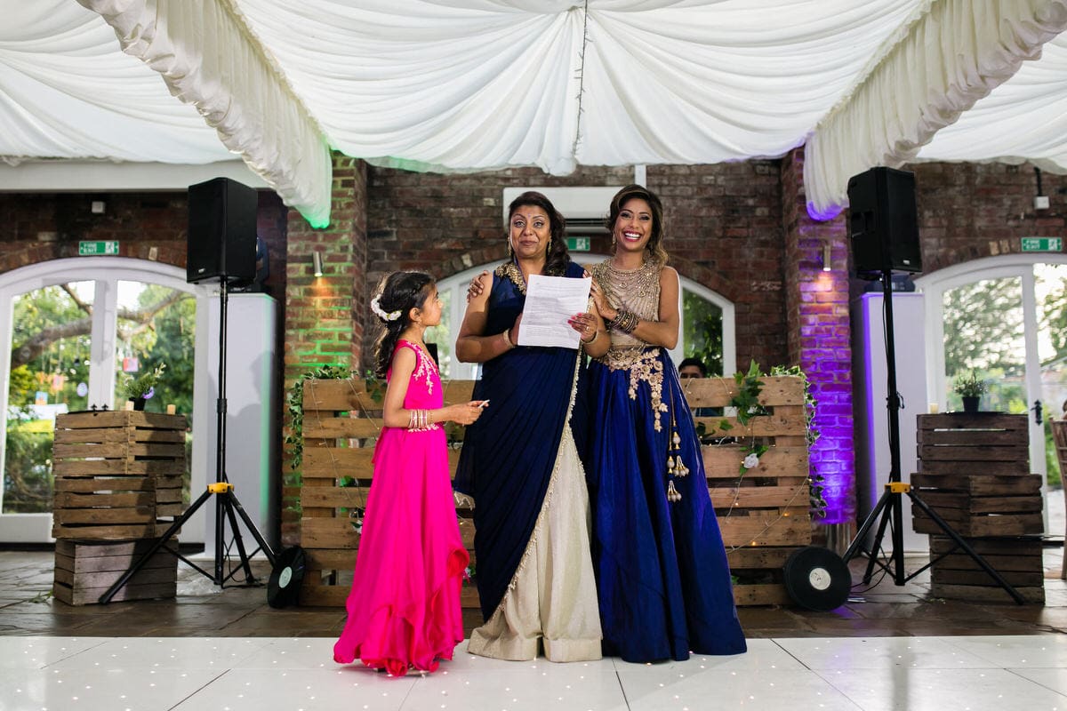 Speeches and reactions during wedding reception