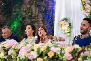 Speeches and reactions during wedding reception