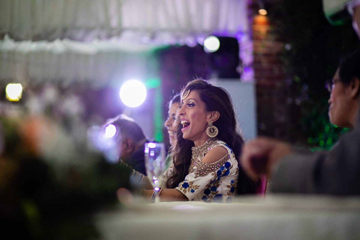 Speeches and reactions during wedding reception