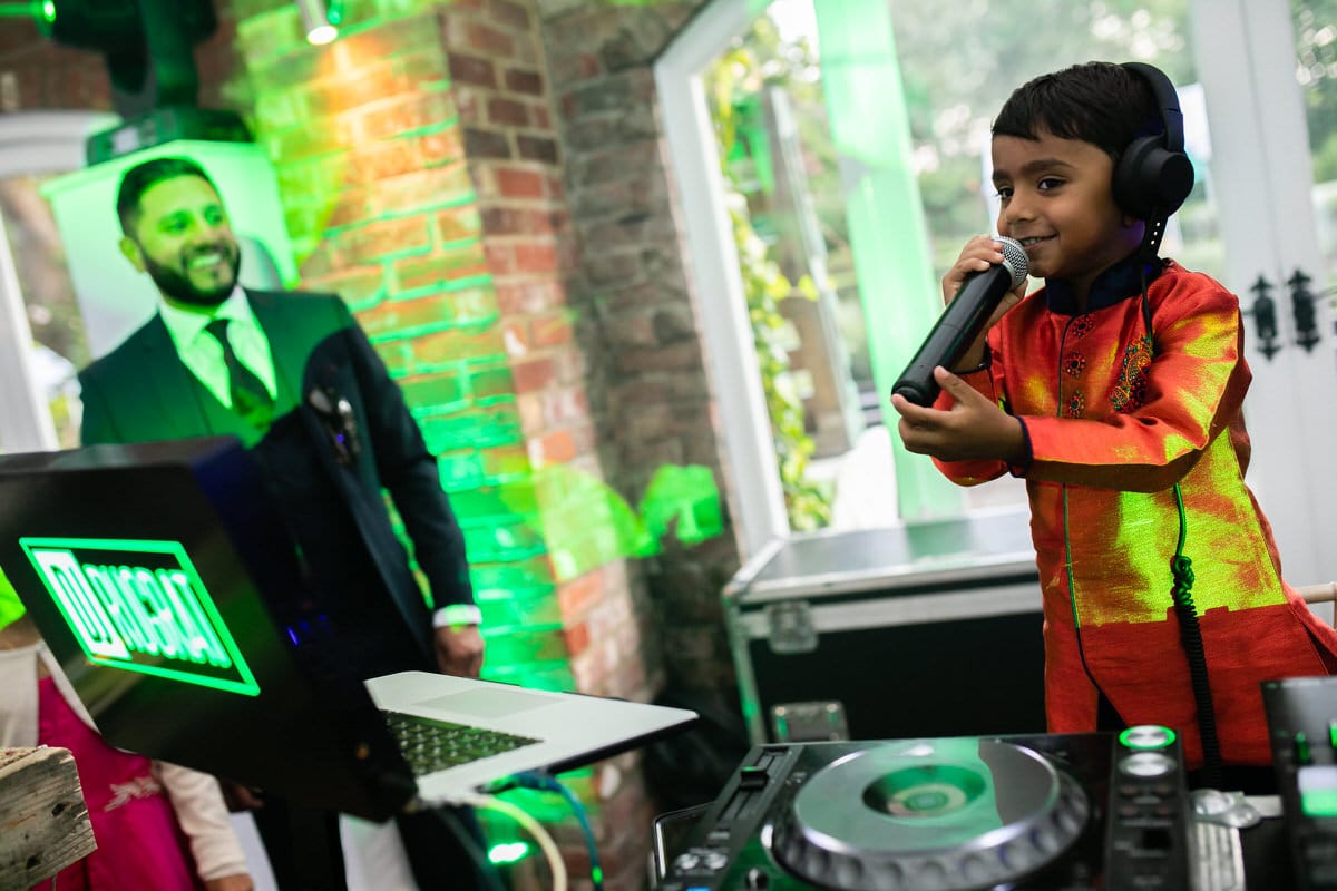 Bride's nephew on the DJ decks