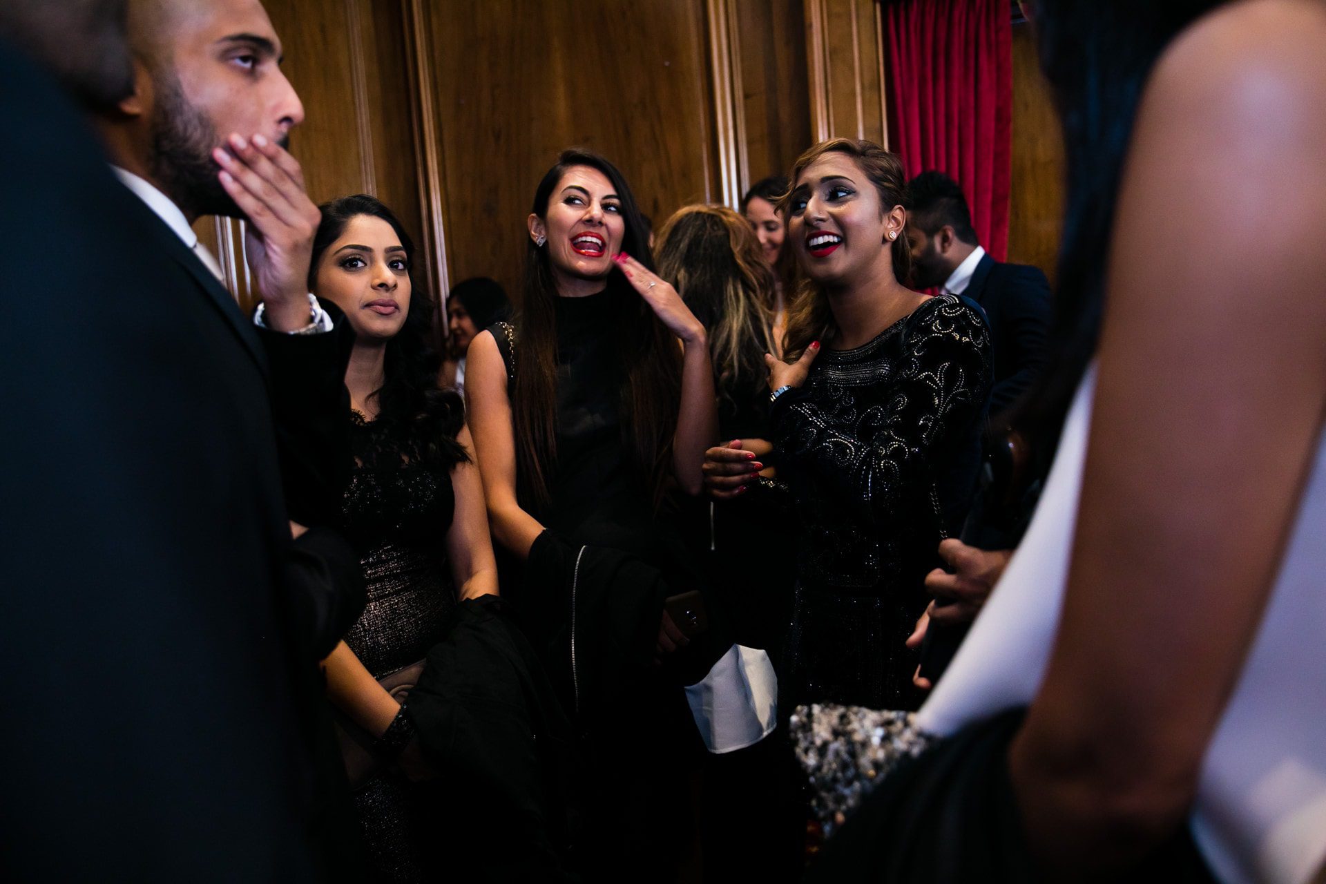 Wedding guests meeting before Registry wedding