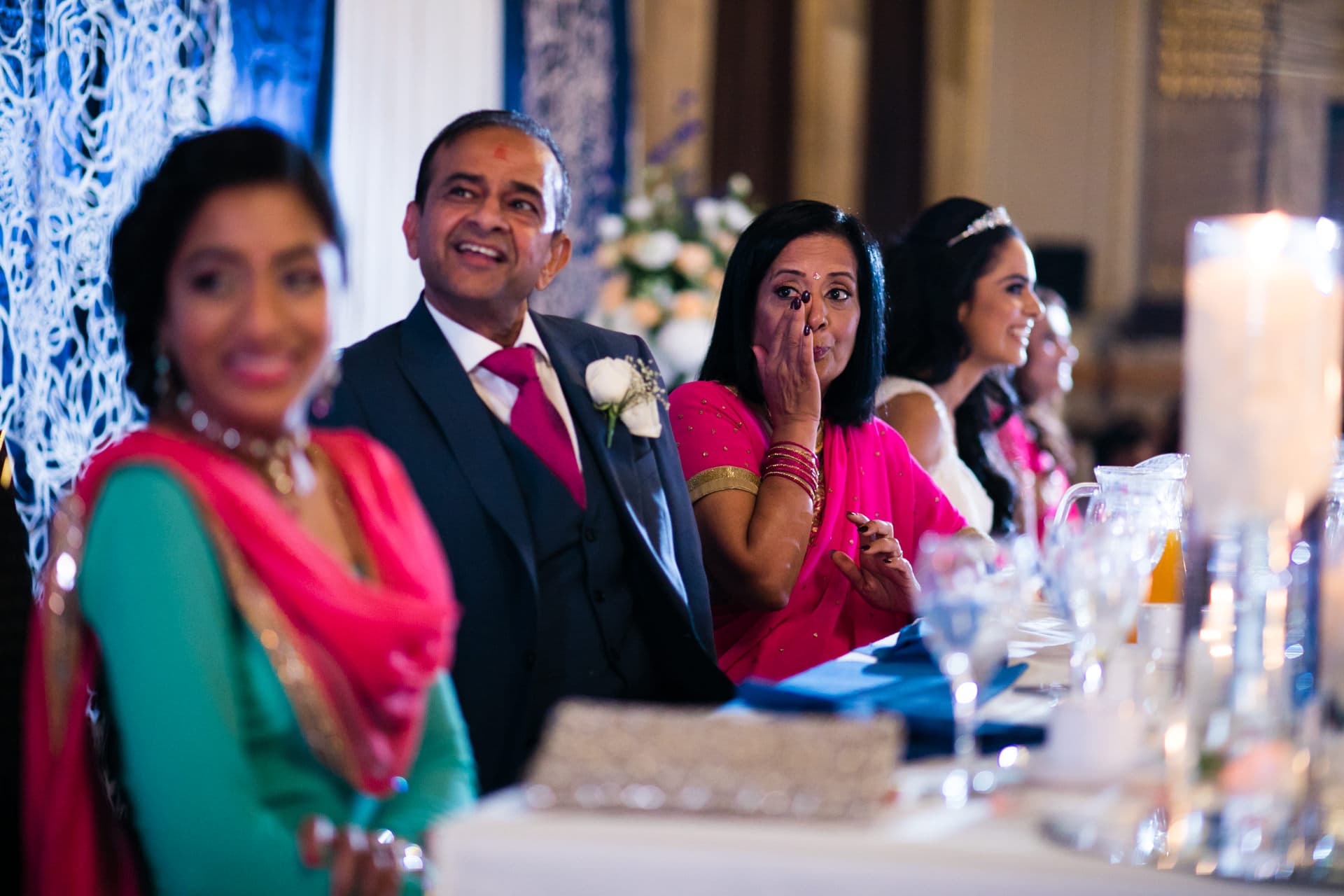 Mother of Bride wiping eyes during speeches