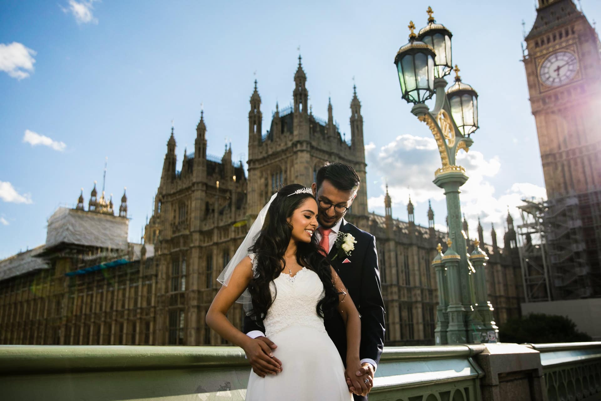 Wedding portrait outside Big Ben, London