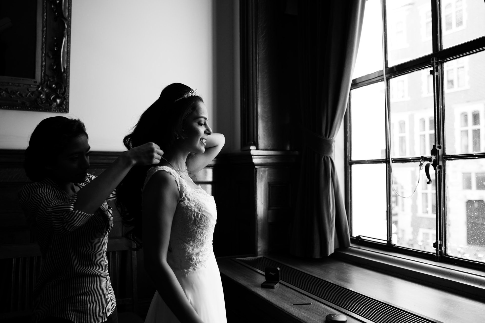 Wedding Bride getting ready for civil ceremony