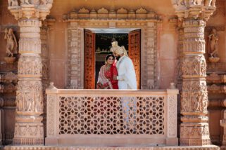 Asian wedding portrait at Oshwal centre