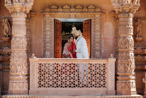 Asian wedding portrait at Oshwal centre