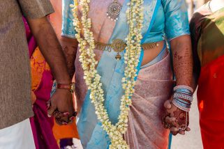 Bride holding hands