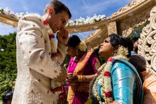 Wedding groom getting emotional during wedding