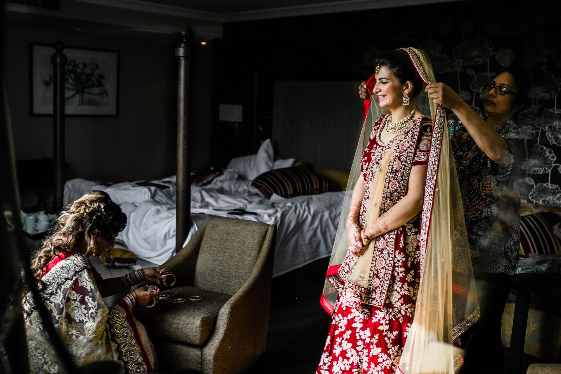 Asian bride getting ready for wedding day