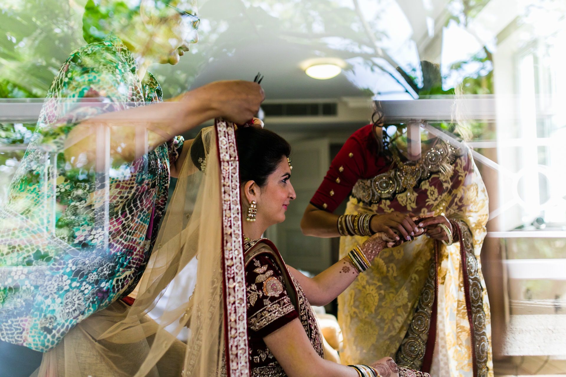 Asian bride getting ready for wedding day