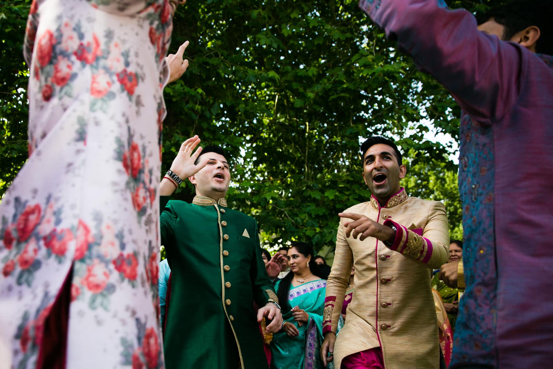 Asian wedding guests arriving for wedding ceremony