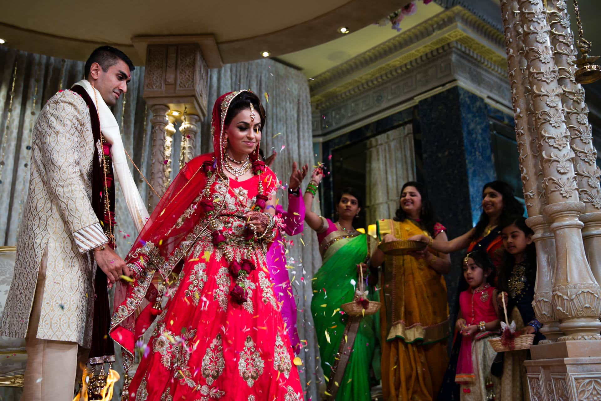 Bride leading the Phera ceremony at Hindu wedding