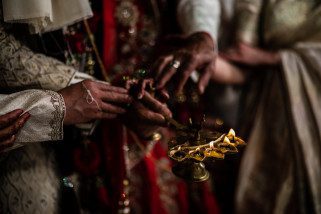 Aarti ceremony during Hindu Wedding
