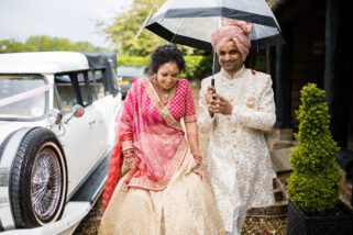 Asian wedding couple portraits at The Priory Barn in Hitchin