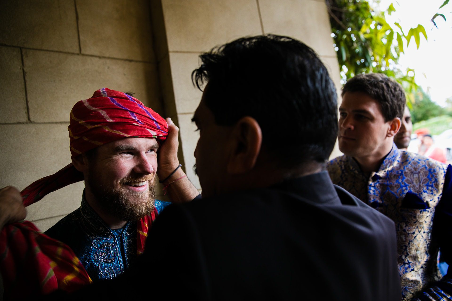 Groom's party getting Turban tied on