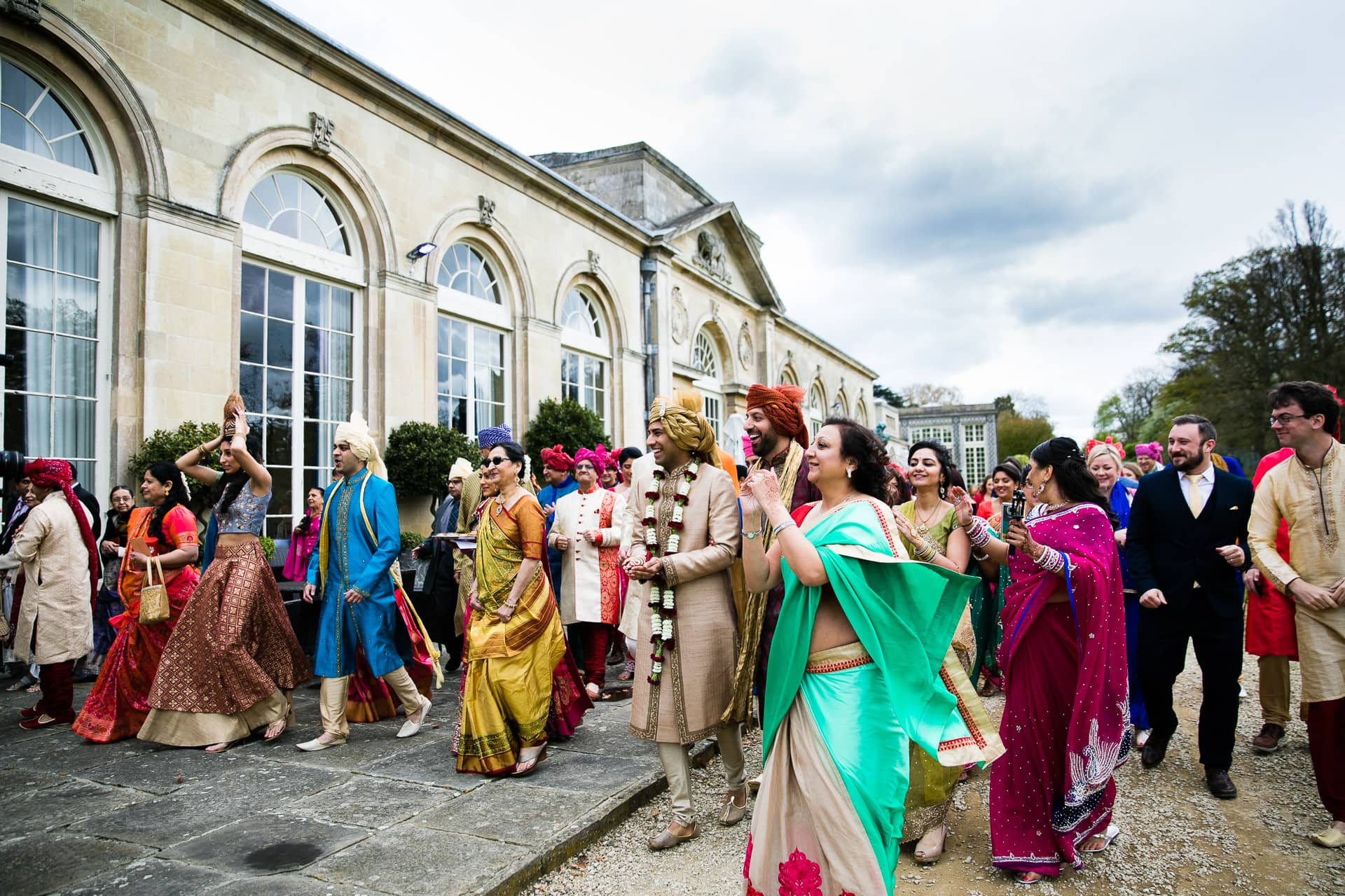 Asian Wedding procession at Woburn Abbey Sculpture Gallery