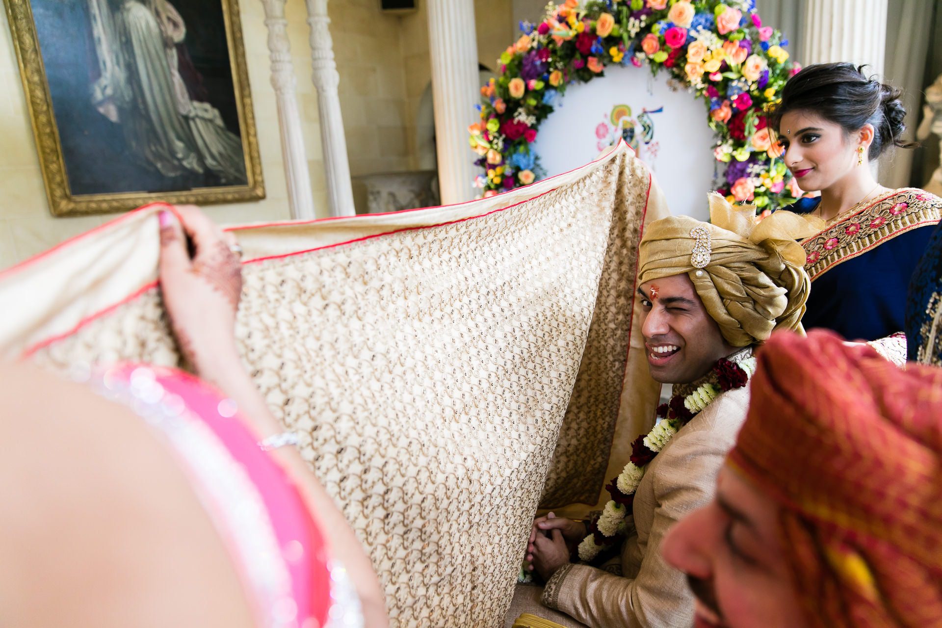 Asian Wedding Groom winking