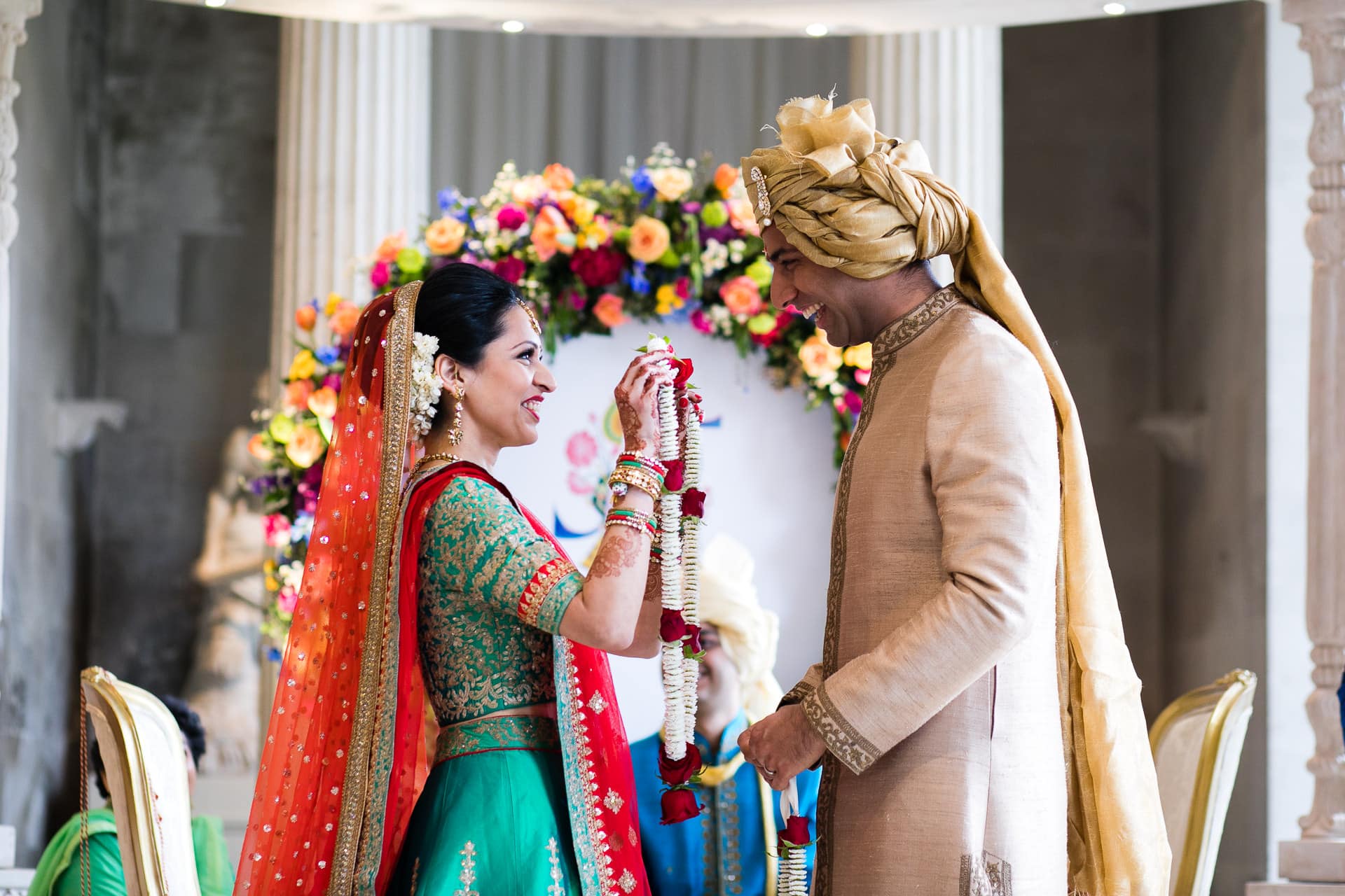 Garlanding ceremony during Hindu Wedding