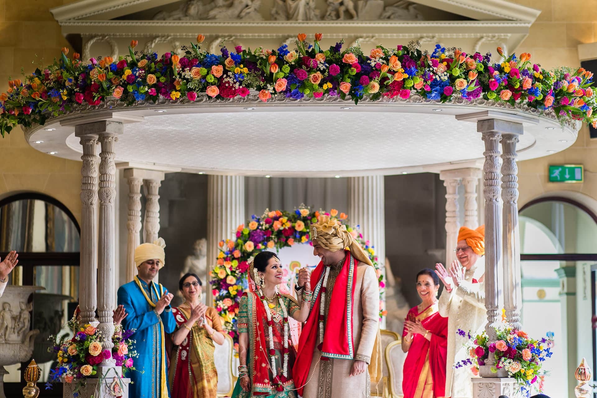 Bride and groom celebrating they are married